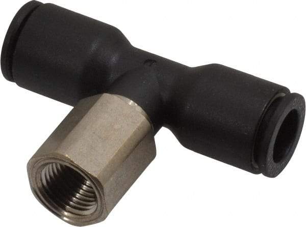 Legris - 5/16" OD, 1/8 NPT, Nylon/Nickel Plated Brass Push-to-Connect Female Branch Tee - 290 Max psi - Apex Tool & Supply