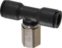 Legris - 3/8" OD, 1/4 NPT, Nylon/Nickel Plated Brass Push-to-Connect Female Branch Tee - 290 Max psi - Apex Tool & Supply
