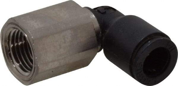 Legris - 1/4" OD, 1/8 NPT, Nylon/Nickel Plated Brass Push-to-Connect Female Elbow - 290 Max psi - Apex Tool & Supply