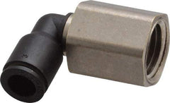 Legris - 1/4" OD, 1/4 NPT, Nylon/Nickel Plated Brass Push-to-Connect Female Elbow - 290 Max psi - Apex Tool & Supply