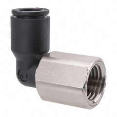 Legris - 5/16" OD, 1/4 NPT, Nylon/Nickel Plated Brass Push-to-Connect Female Elbow - 290 Max psi - Apex Tool & Supply
