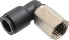 Legris - 3/8" OD, 1/4 NPT, Nylon/Nickel Plated Brass Push-to-Connect Female Elbow - 290 Max psi - Apex Tool & Supply