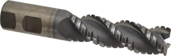 Cleveland - 1" Diam, Coarse Pitch, 3" LOC, 3 Flute Powdered Metal 0.06" Corner Radius Roughing End Mill - TiCN Finish, 5-1/2" OAL, 1" Shank Diam, Single End, Centercutting, 42° Helix - Apex Tool & Supply