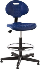 Bevco - 21 to 31" High Adjustable Height Swivel Stool - 27" Wide x 27" Deep, Polyurethane Seat, Blue - Apex Tool & Supply