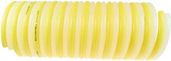 Coilhose Pneumatics - 1/2, 5/16" ID, 50' Long, Yellow & Natural Nylon Coiled & Self Storing Hose - 170 Max psi, No Fittings - Apex Tool & Supply