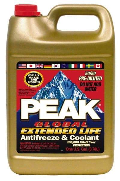 Peak - 1 Gal Extended Life Premixed Antifreeze & Coolant - Ethylene Glycol, Organic Acid Inhibitor, De-Ionized Water Composition - Apex Tool & Supply