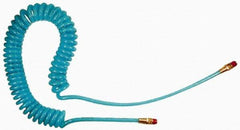 Coilhose Pneumatics - 3/8" ID, 1/4 Thread, 25' Long, Transparent Blue Polyurethane Coiled & Self Storing Hose - 200 Max psi, Male Swivel x Male Swivel - Apex Tool & Supply