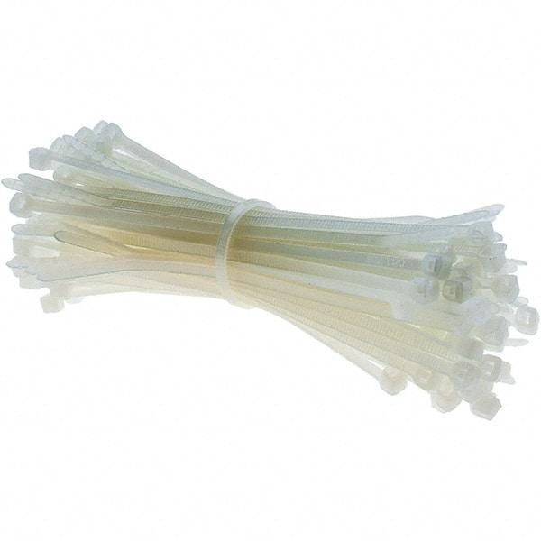 Thomas & Betts - 4" Long Natural (Color) Nylon Standard Cable Tie - 18 Lb Tensile Strength, 1.13mm Thick, 2" Max Bundle Diam - Apex Tool & Supply