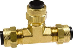Coilhose Pneumatics - 3/8 x 1/4" OD, Brass Union Tee - Comp x Comp x Comp Ends - Apex Tool & Supply