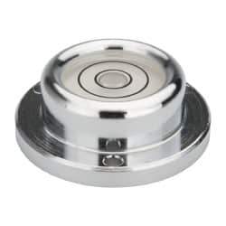 Geier & Bluhm, Inc. - 1-7/16 Inch Base Diameter x 0.52 Inch Overall Height, 2 Circles, Brass Bull's Eye Circular Level - 7.00mm Vial Diameter, 3/4 Inch Inner Diameter, 0.12 Inch Mounting Hole Diameter, 24 min Sensitivity, -40 to 165°F - Apex Tool & Supply