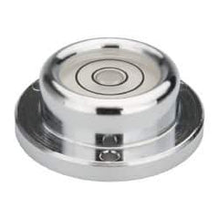 Geier & Bluhm, Inc. - 1-7/16 Inch Base Diameter x 0.52 Inch Overall Height, 2 Circles, Brass Bull's Eye Circular Level - 7.00mm Vial Diameter, 3/4 Inch Inner Diameter, 0.12 Inch Mounting Hole Diameter, 24 min Sensitivity, -40 to 165°F - Apex Tool & Supply