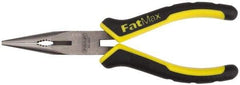 Stanley - 8" OAL, 2-15/16" Jaw Length x 11/16" Jaw Width, Long Nose Side Cutting Pliers - Serrated Jaw, Standard Head, Bi-Material Cushion Grip Handles - Apex Tool & Supply