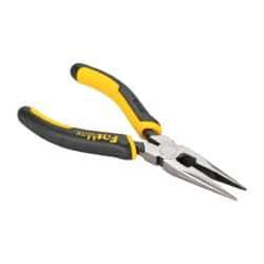 Stanley - 6-1/2" OAL, 2" Jaw Length x 11/16" Jaw Width, Long Nose Side Cutting Pliers - Serrated Jaw, Standard Head, Bi-Material Cushion Grip Handles - Apex Tool & Supply