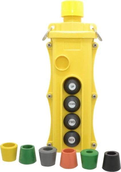 Woodhead Electrical - 4 Operator, Mushroom Head Pendant Control Station - No Legend, No On/Off Switch, NO/NC Contact, NEMA 4X - Apex Tool & Supply