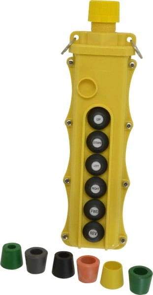 Woodhead Electrical - 6 Operator, Mushroom Head Pendant Control Station - No Legend, No On/Off Switch, NO/NC Contact, NEMA 4X - Apex Tool & Supply