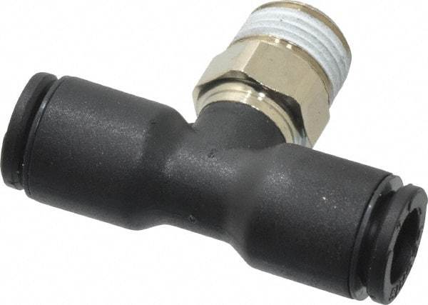 Legris - 6mm OD, 1/8 BSPT, Nylon/Nickel Plated Brass Push-to-Connect Male Branch Tee - 290 Max psi - Apex Tool & Supply