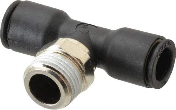 Legris - 10mm OD, 3/8 BSPT, Nylon/Nickel Plated Brass Push-to-Connect Male Branch Tee - 290 Max psi - Apex Tool & Supply