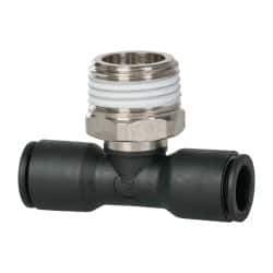 Legris - 10mm OD, 1/2 BSPT, Nylon/Nickel Plated Brass Push-to-Connect Male Branch Tee - 290 Max psi - Apex Tool & Supply