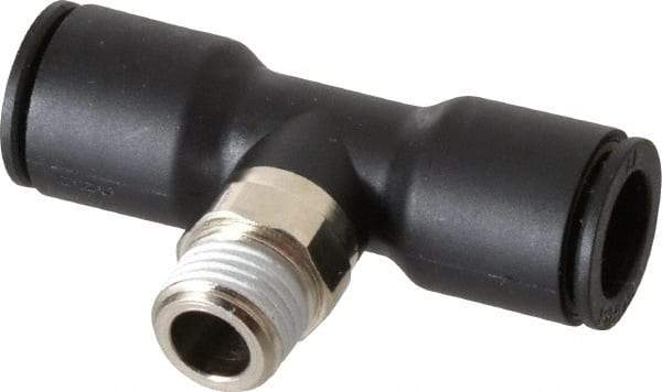Legris - 12mm OD, 1/4 BSPT, Nylon/Nickel Plated Brass Push-to-Connect Male Branch Tee - 290 Max psi - Apex Tool & Supply