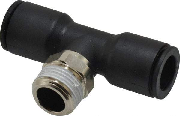 Legris - 12mm OD, 3/8 BSPT, Nylon/Nickel Plated Brass Push-to-Connect Male Branch Tee - 290 Max psi - Apex Tool & Supply
