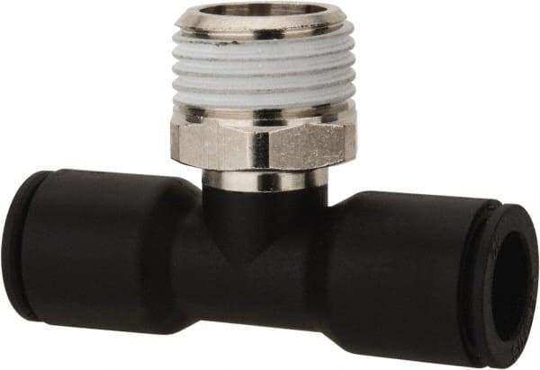 Legris - 12mm OD, 1/2 BSPT, Nylon/Nickel Plated Brass Push-to-Connect Male Branch Tee - 290 Max psi - Apex Tool & Supply