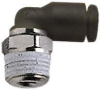 Legris - 3/16" OD, 1/8 NPT, Nylon/Nickel Plated Brass Push-to-Connect Male Elbow - 290 Max psi - Apex Tool & Supply