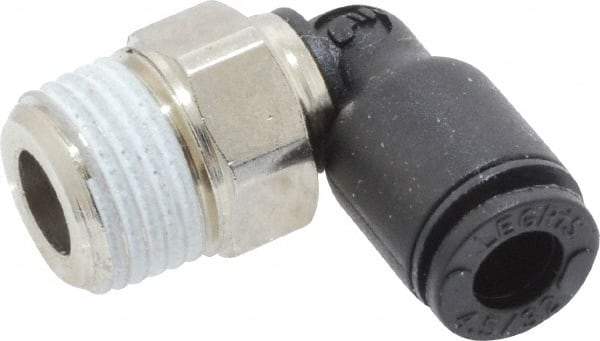 Legris - 5/32" OD, 1/8 BSPT, Nylon/Nickel Plated Brass Push-to-Connect Male Elbow - 290 Max psi - Apex Tool & Supply