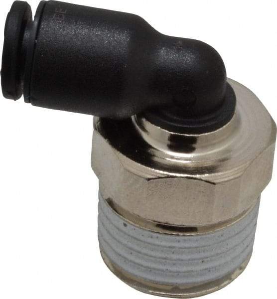 Legris - 5/32" OD, 1/4 BSPT, Nylon/Nickel Plated Brass Push-to-Connect Male Elbow - 290 Max psi - Apex Tool & Supply
