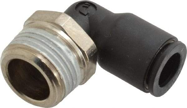 Legris - 5/16" OD, 3/8 BSPT, Nylon/Nickel Plated Brass Push-to-Connect Male Elbow - 290 Max psi - Apex Tool & Supply