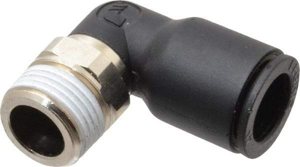 Legris - 12mm OD, 3/8 BSPT, Nylon/Nickel Plated Brass Push-to-Connect Male Elbow - 290 Max psi - Apex Tool & Supply