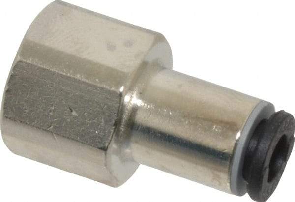 Legris - 4mm Outside Diam, 1/8 BSPP, Nickel Plated Brass Push-to-Connect Tube Female Connector - 290 Max psi - Apex Tool & Supply