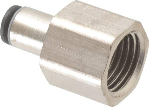 Legris - 4mm Outside Diam, 1/4 BSPP, Nickel Plated Brass Push-to-Connect Tube Female Connector - 290 Max psi - Apex Tool & Supply