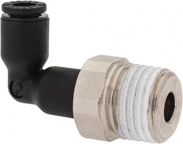 Legris - 4mm OD, 1/4 BSPP, Nylon/Nickel Plated Brass Push-to-Connect Extended Male Elbow - 290 Max psi - Apex Tool & Supply