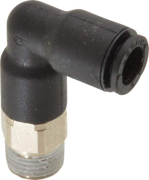 Legris - 6mm OD, 1/8 BSPP, Nylon/Nickel Plated Brass Push-to-Connect Extended Male Elbow - 290 Max psi - Apex Tool & Supply