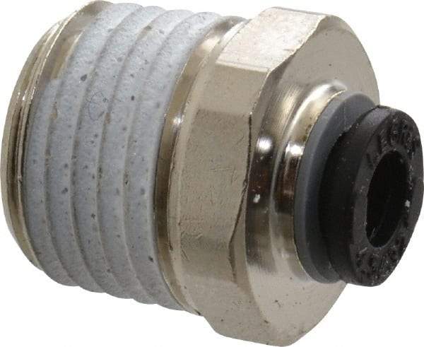 Legris - 5/32" Outside Diam, 1/4 BSPT, Nickel Plated Brass Push-to-Connect Tube Male Connector - 290 Max psi - Apex Tool & Supply