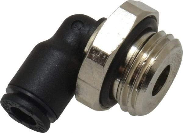 Legris - 4mm OD, 1/4 BSPP, Nylon/Nickel Plated Brass Push-to-Connect Male Elbow - 290 Max psi - Apex Tool & Supply