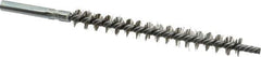 Schaefer Brush - 3" Brush Length, 5/16" Diam, Double Stem, Single Spiral Tube Brush - 4-1/2" Long, Stainless Steel, 8-32 Female Connection - Apex Tool & Supply