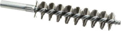 Schaefer Brush - 4" Brush Length, 15/16" Diam, Double Stem, Single Spiral Tube Brush - 6-1/4" Long, Stainless Steel, 12-24 Female Connection - Apex Tool & Supply