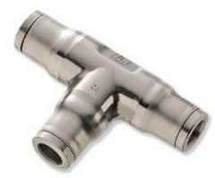 Legris - 10mm Outside Diam, Stainless Steel Push-to-Connect Union Tee - 435 Max psi, Tube to Tube Connection, FKM O-Ring - Apex Tool & Supply
