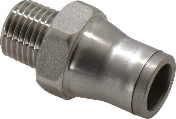 Legris - 10mm Outside Diam, 1/4 BSPT, Stainless Steel Push-to-Connect Male Connector - 435 Max psi, Tube to Male BSPT Connection, FKM O-Ring - Apex Tool & Supply