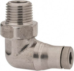 Legris - 4mm Outside Diam, 1/8 BSPT, Stainless Steel Push-to-Connect Male Elbow - 290 Max psi, Tube to Male BSPT Connection, FKM O-Ring - Apex Tool & Supply