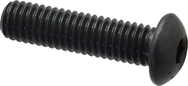 Made in USA - 3/8-16 UNC Hex Socket Drive, Button Screw - Alloy Steel, Black Oxide Finish, Fully Threaded, 1-1/2" Length Under Head - Apex Tool & Supply