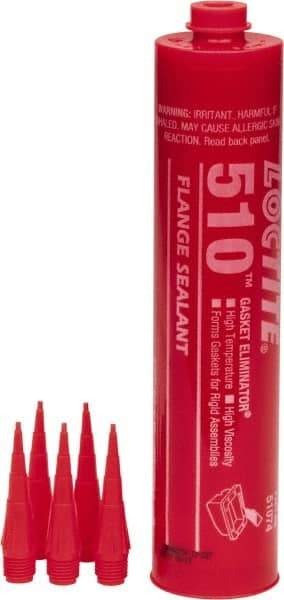 Loctite - 300ml 510 Gasket Eliminator Flange Sealant - -65 to 400°F, Red, Comes in Cartridge - Apex Tool & Supply