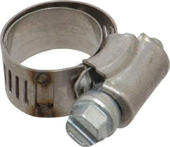 IDEAL TRIDON - SAE Size 6, 1/2 to 7/8" Diam, Stainless Steel Shielded Worm Drive Clamp - Material Grade 201, Series 613 - Apex Tool & Supply