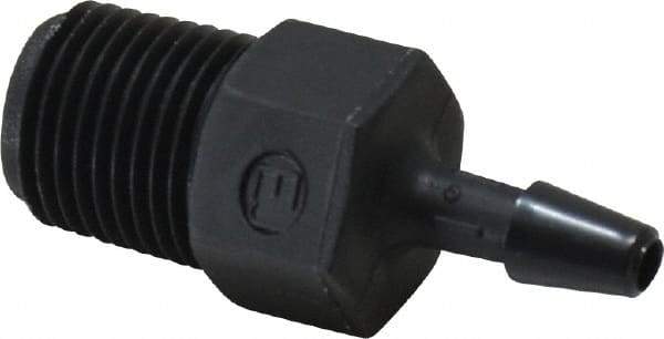 Made in USA - 1/8" Barb, 1/8, Nylon Single Barbed Tube Adapter - Black, Male - Apex Tool & Supply