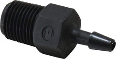Made in USA - 1/8" Barb, 1/8, Nylon Single Barbed Tube Adapter - Black, Male - Apex Tool & Supply
