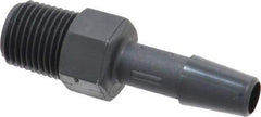 Made in USA - 1/4" Barb, 1/4, Nylon Single Barbed Tube Adapter - Black, Male - Apex Tool & Supply