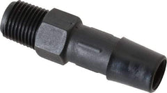Made in USA - 3/8" Barb, 3/8, Nylon Single Barbed Tube Adapter - Black, Male - Apex Tool & Supply