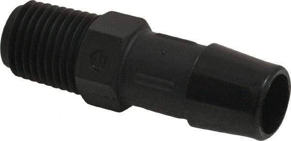 Made in USA - 1/2" Barb, 1/2, Nylon Single Barbed Tube Adapter - Black, Male - Apex Tool & Supply