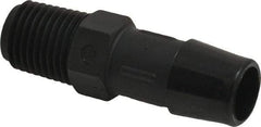 Made in USA - 1/2" Barb, 1/2, Nylon Single Barbed Tube Adapter - Black, Male - Apex Tool & Supply